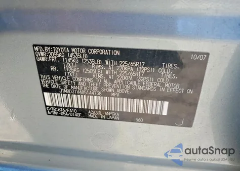 2008 Toyota Rav4 Limited из США, поврежденный, VIN JTMBD31V485144738